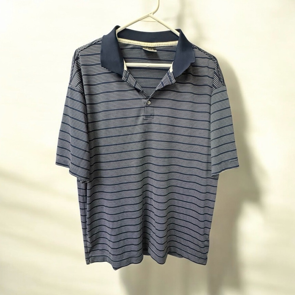 Nike Golf Navy and White Striped Polo